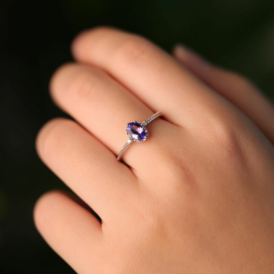 坦桑石純銀戒指 款式四（產品編號：R39004）