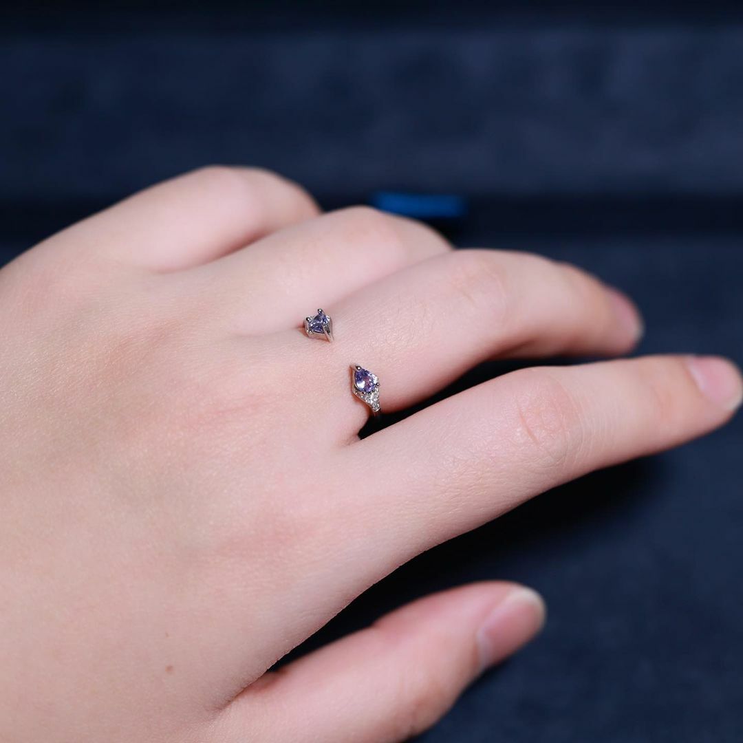 坦桑石純銀戒指 款式三（產品編號：R39003）