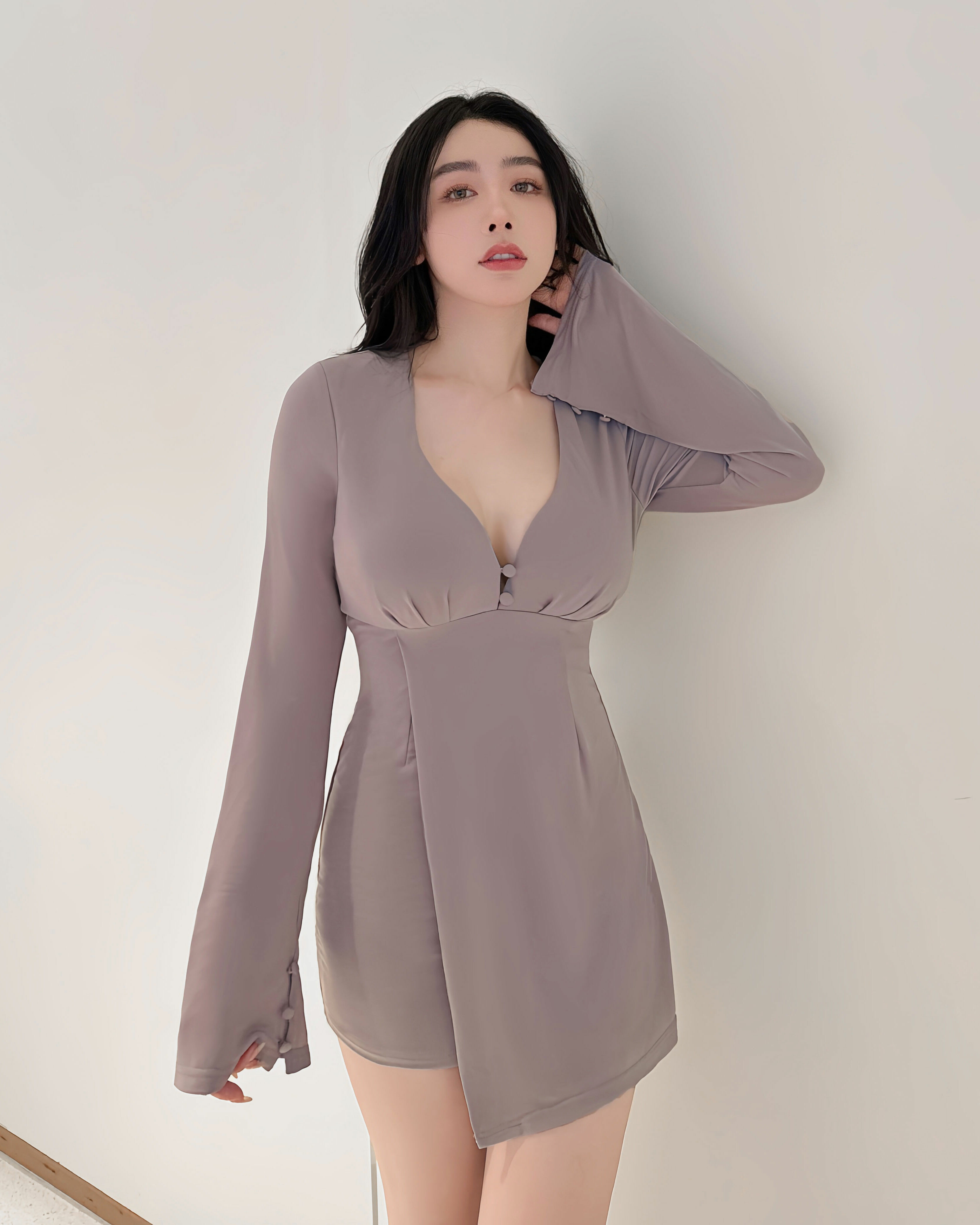 ⭒訂製-唯美喇叭袖牛奶絲洋