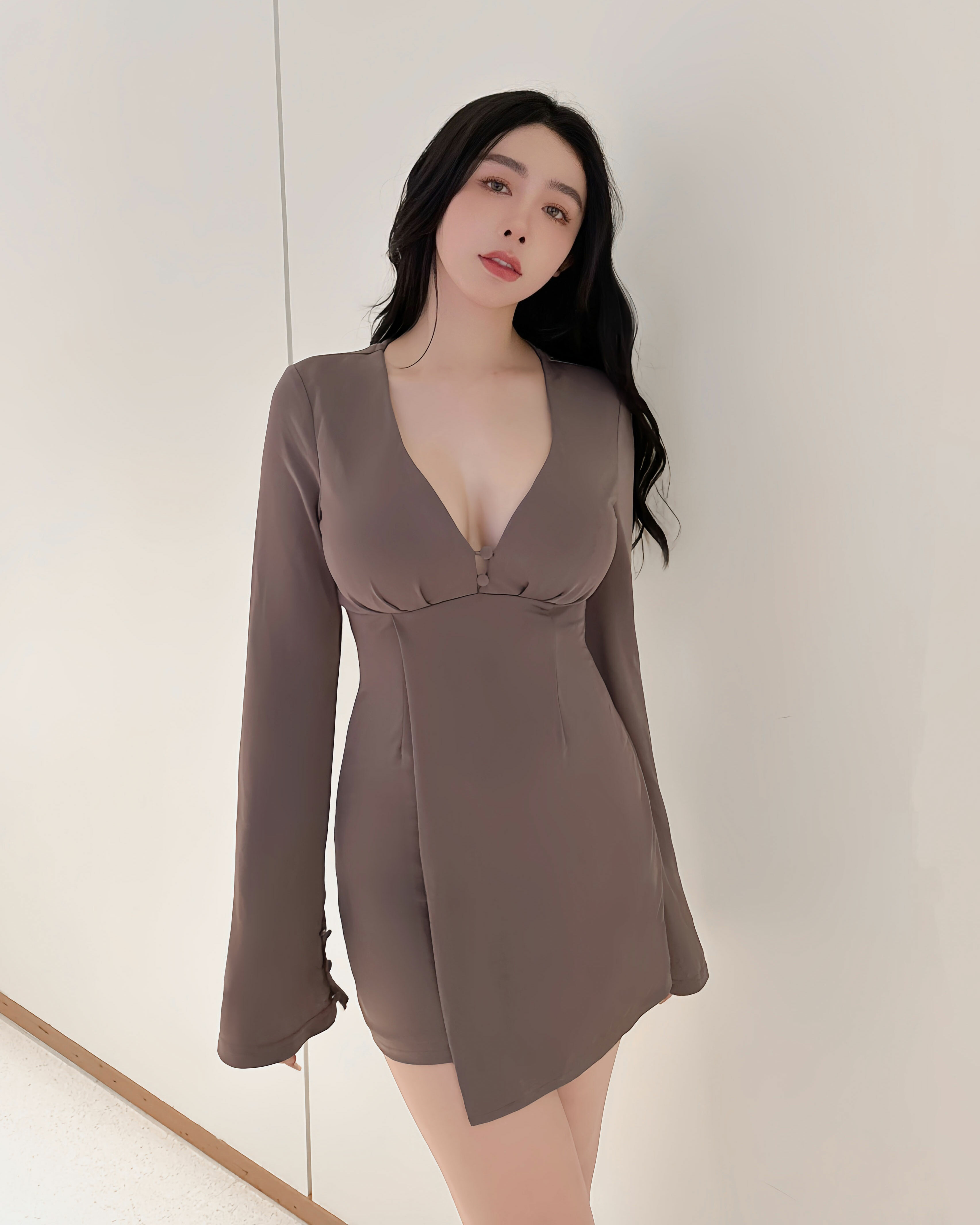 ⭒訂製-唯美喇叭袖牛奶絲洋