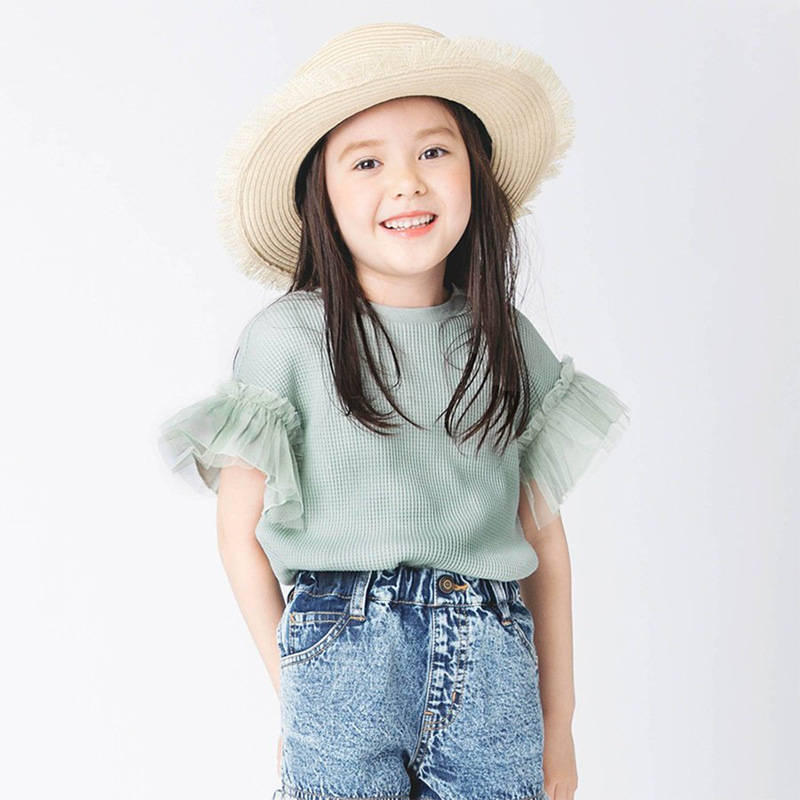 <親子裝> 華夫格拼接蕾絲上衣 2色