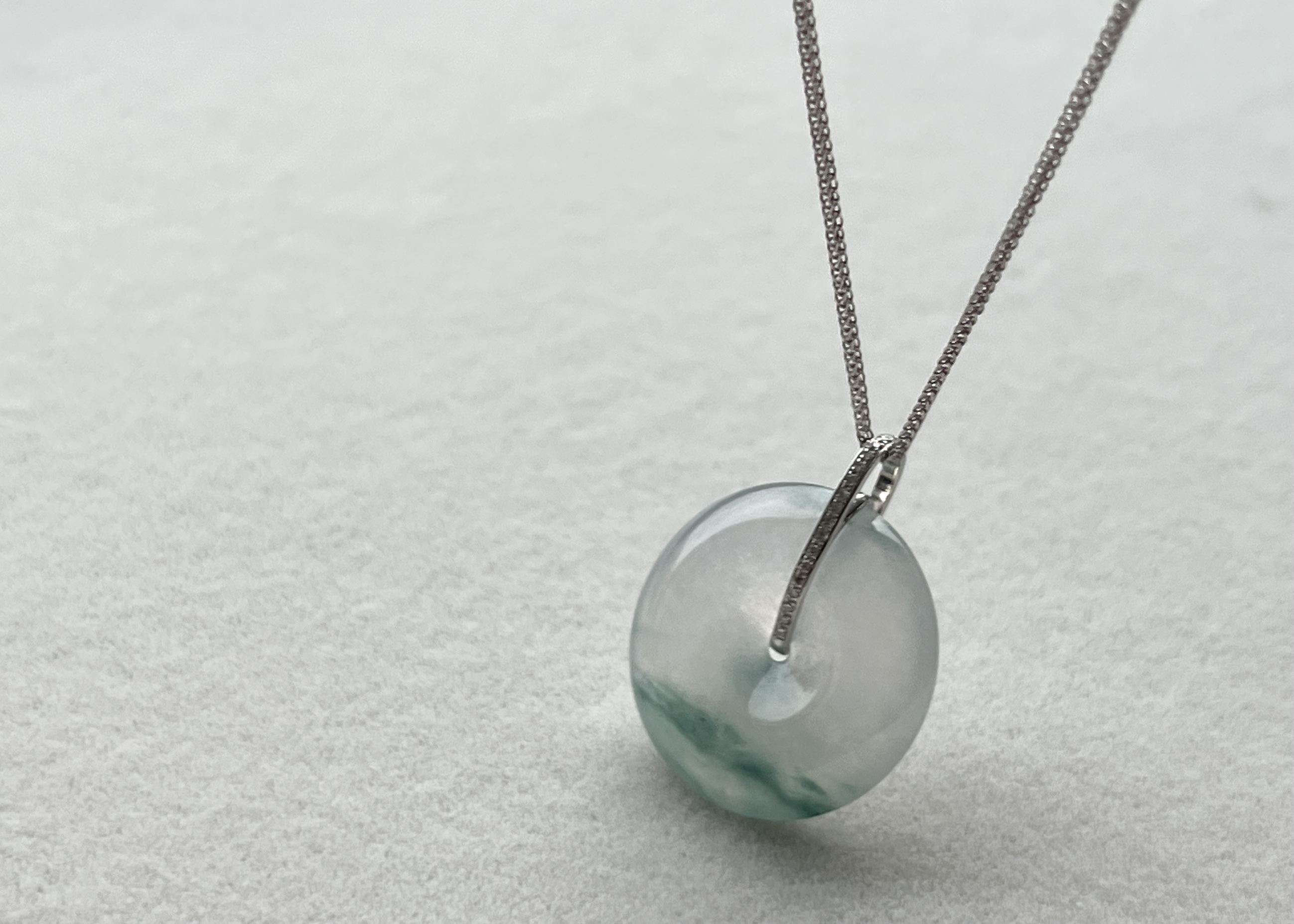 珍藏級玻璃種藍花平安扣18K