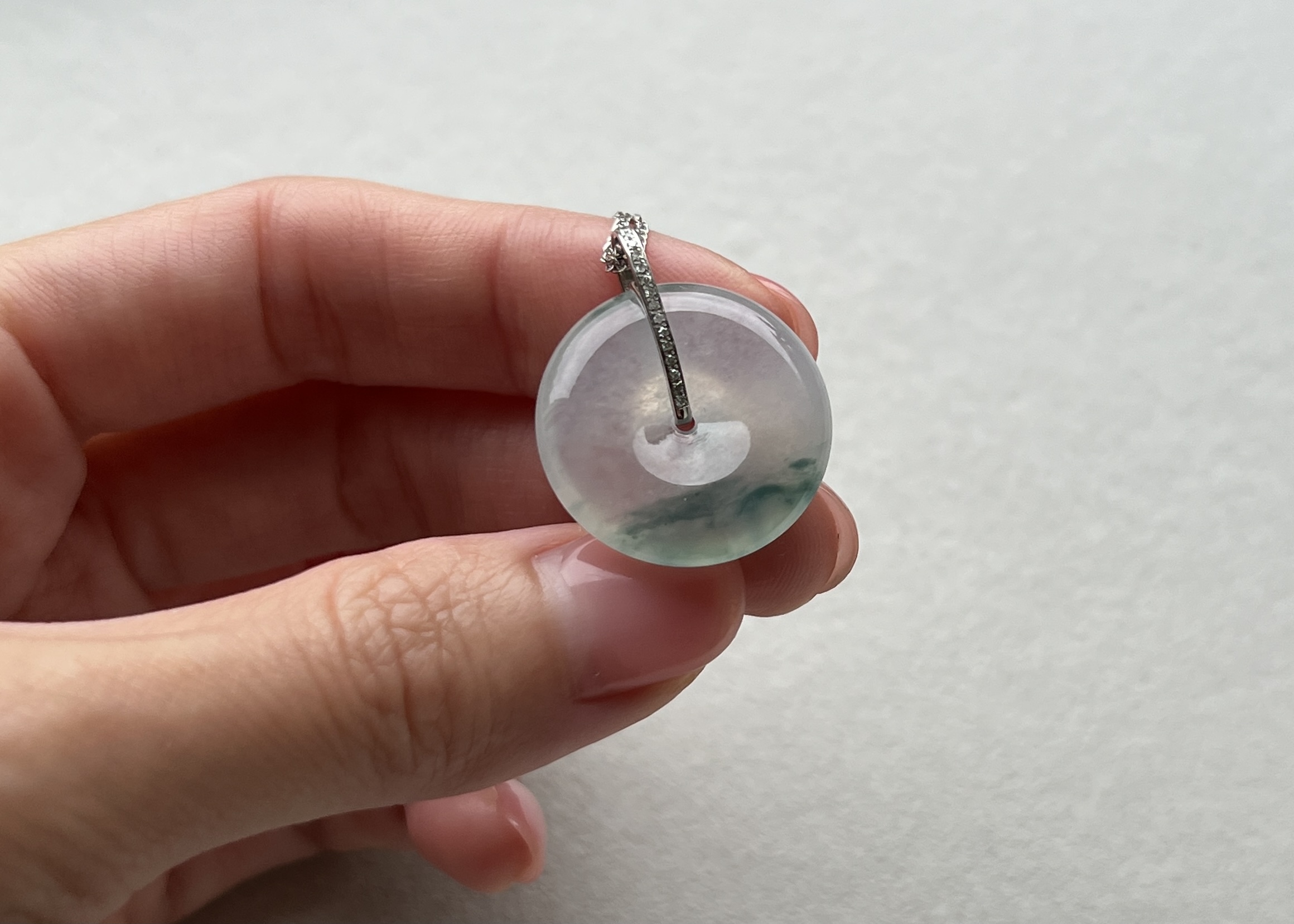 珍藏級玻璃種藍花平安扣18K