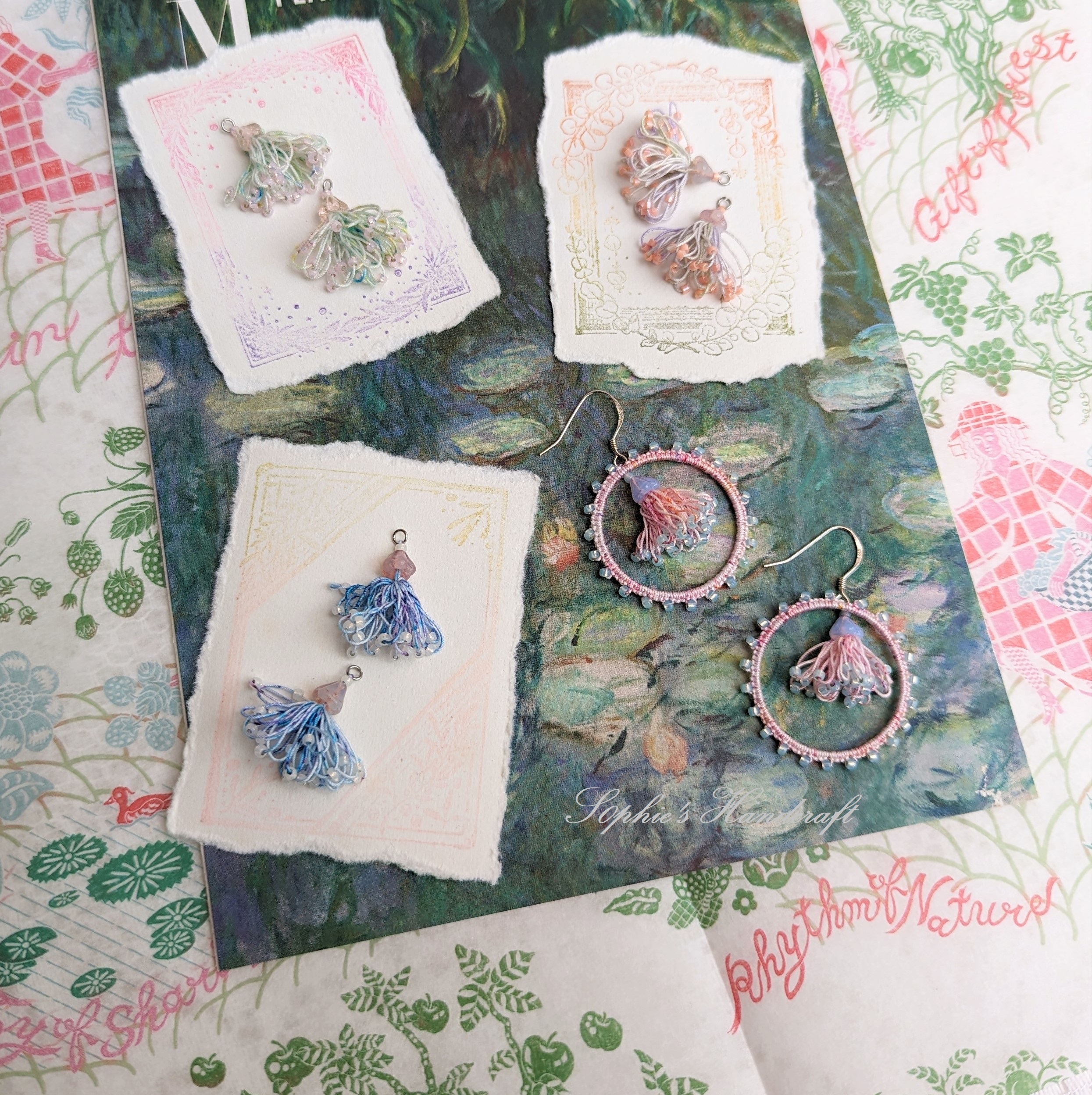 微醺梭編蕾絲課程 第二堂Monet Garden Earrings(入門進階課) 單堂報名頁面