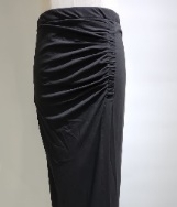 【M】Imperial 黑色橡筋腰則有褶開高义長裙
