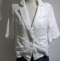 【M】Le Strange 米白蘇邊銀扣中袖外套