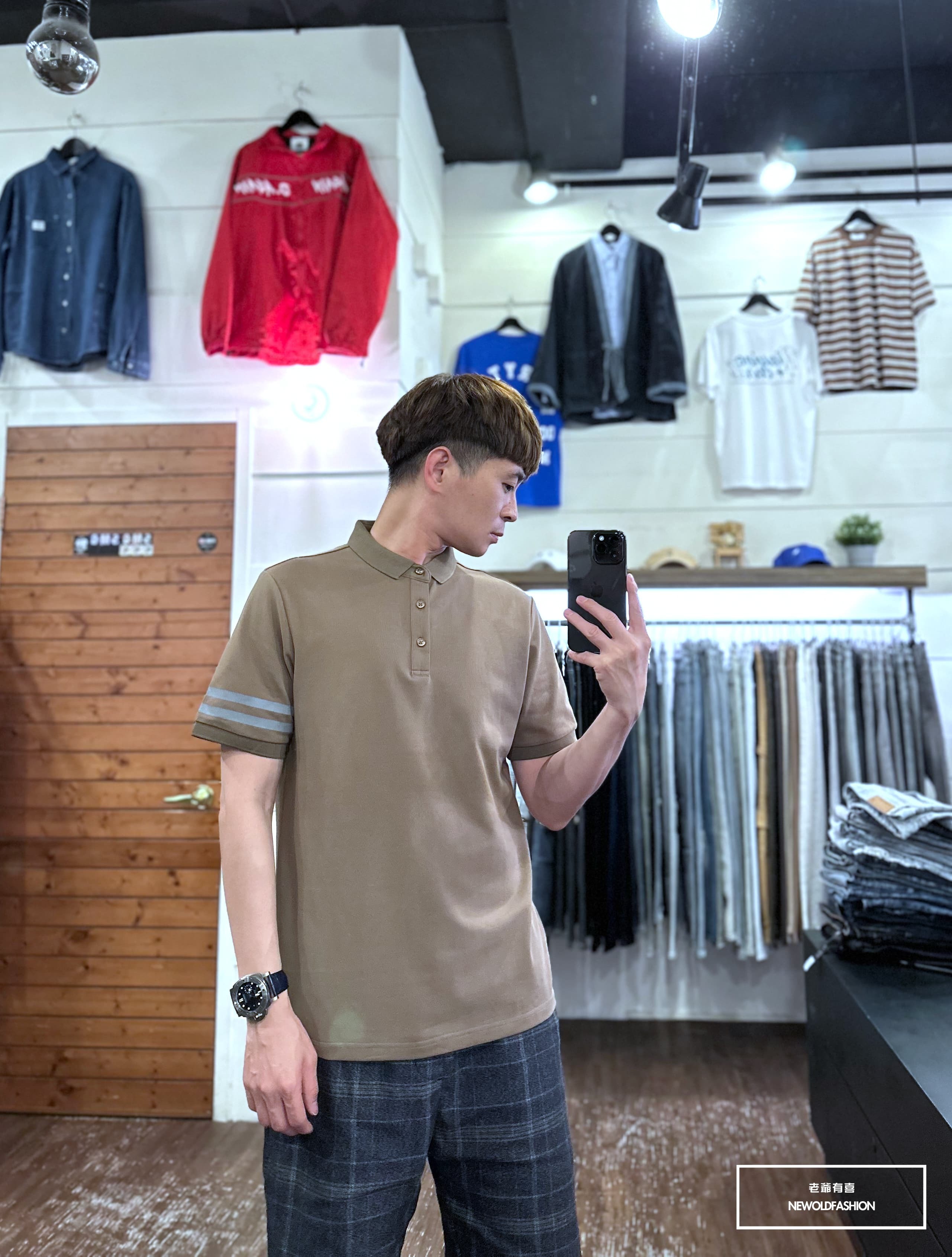 『新品上市』重磅素面反光雙槓POLO衫(NOF2303C60023)-咖