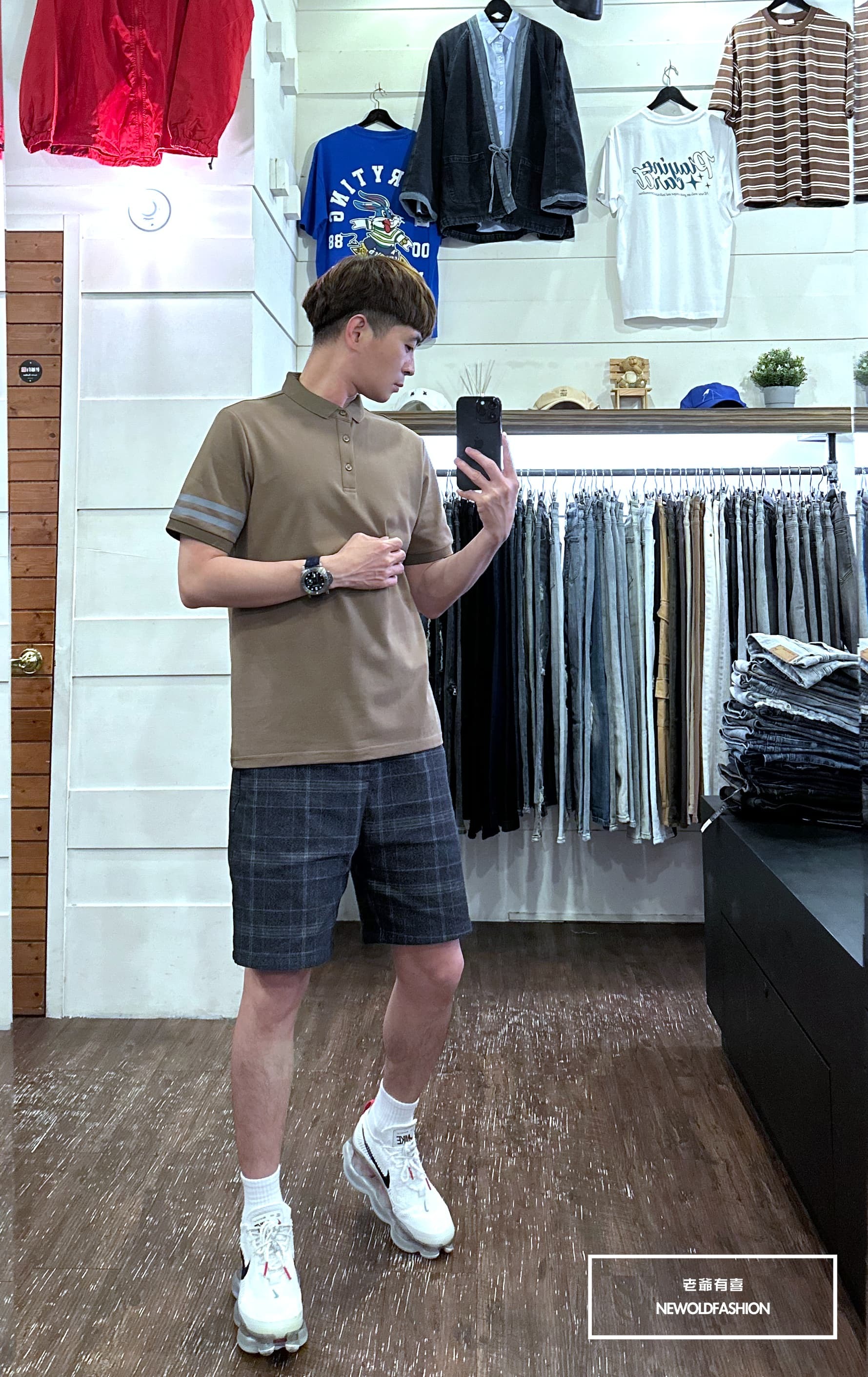 『新品上市』重磅素面反光雙槓POLO衫(NOF2303C60023)-咖