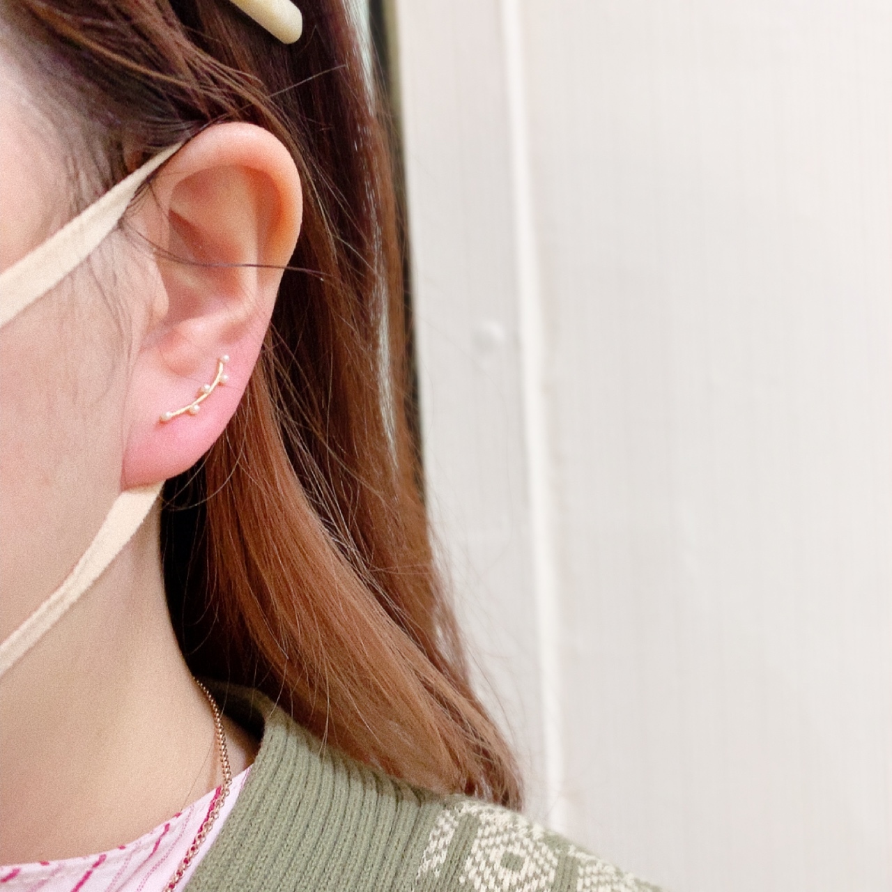 啞金屬珍珠3way耳環