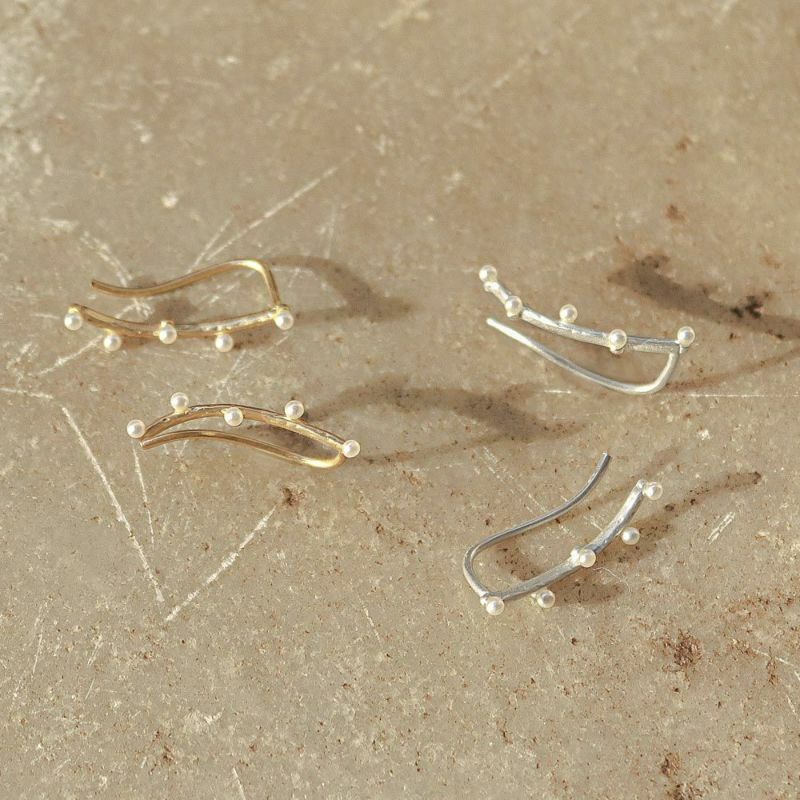 啞金屬珍珠3way耳環