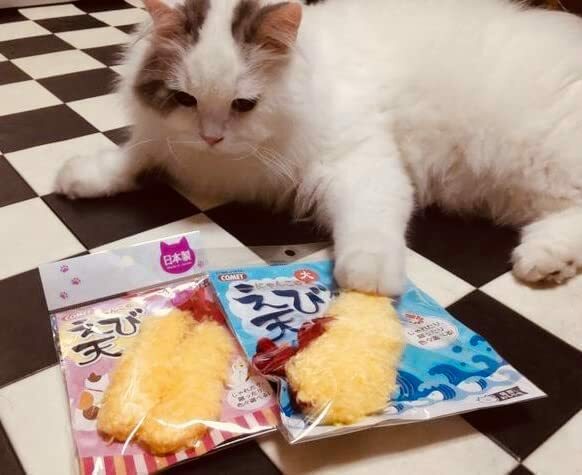 日本 COMET 炸蝦天婦羅貓玩具 (大)