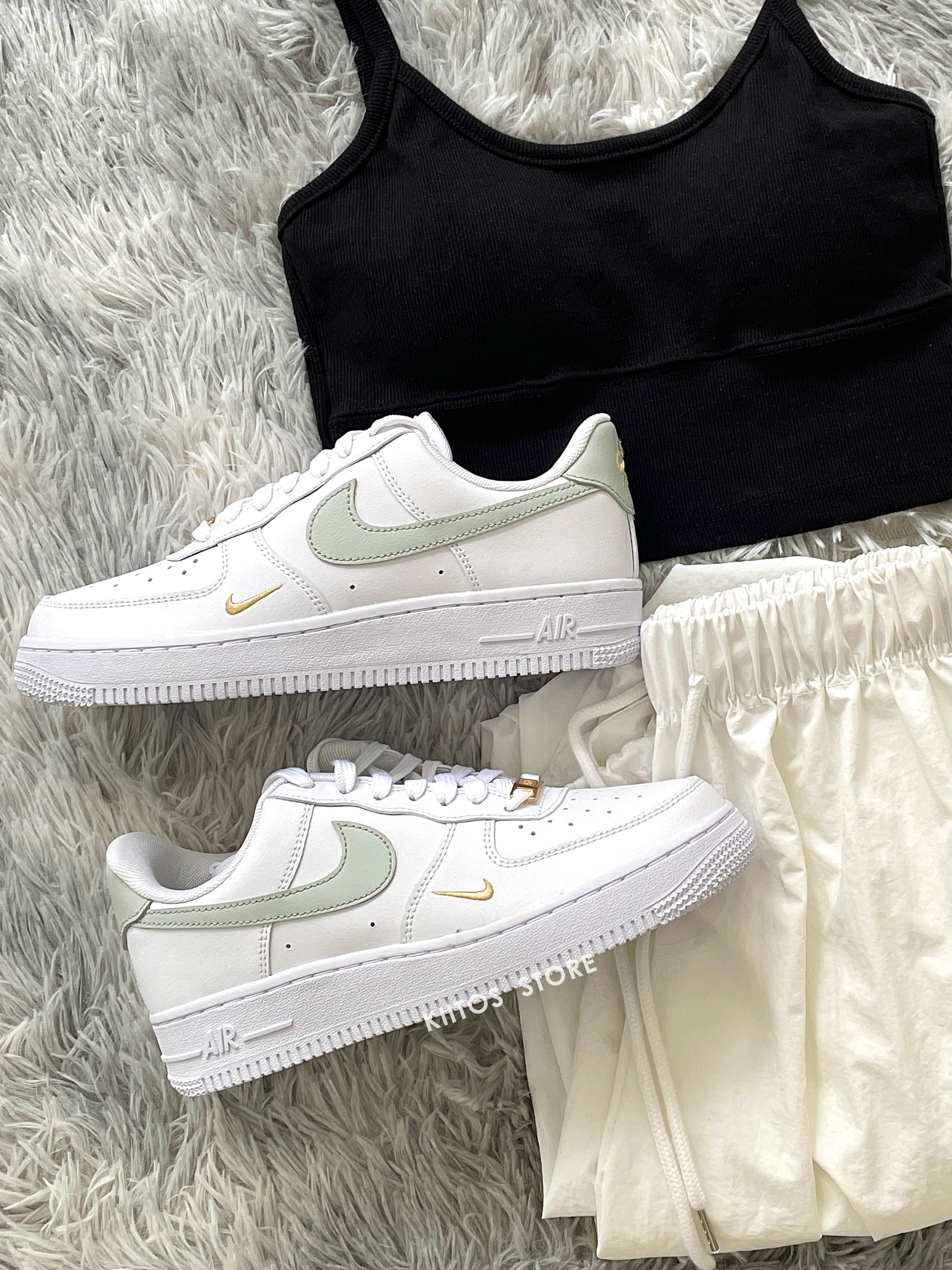 【預購】Nike Air Force 1 灰綠金勾 刺繡小勾 CZ0270-106