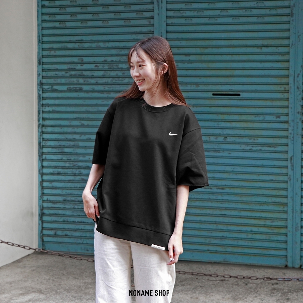 NIKE DRI-FIT 不修邊 落肩 寬鬆 刺繡 小勾 短袖 黑色 (男款)