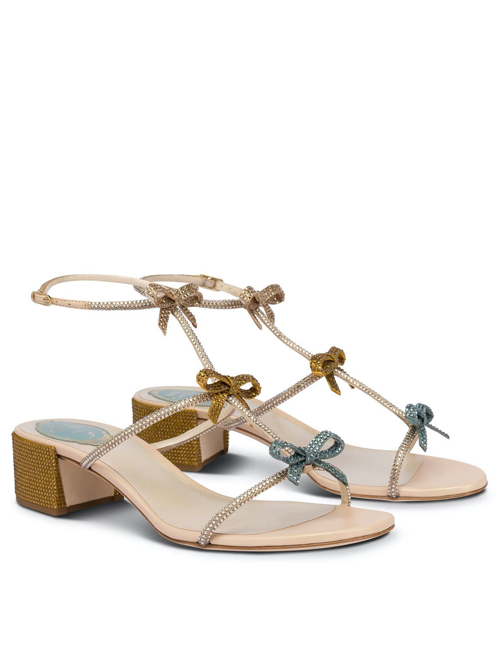 RC 米色水鑽涼鞋
