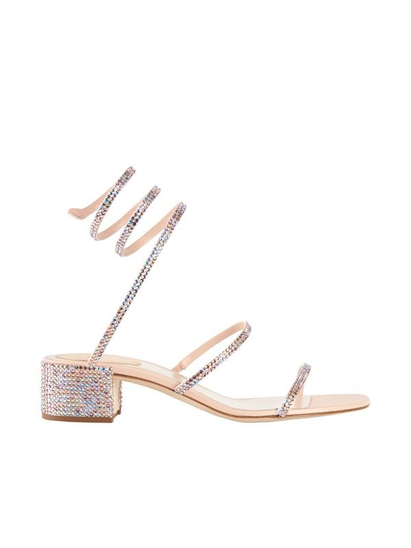 RC 淺粉色繞踝水鑽涼鞋