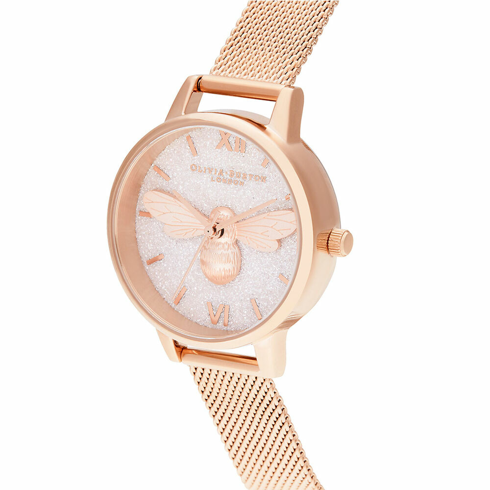 萬年鐘錶 -  Olivia Burton  藝術時尚 Lucky Bee 系列  閃耀粉色系經典蜂蜜米蘭錶帶女錶  OB16FB04  錶徑30MM