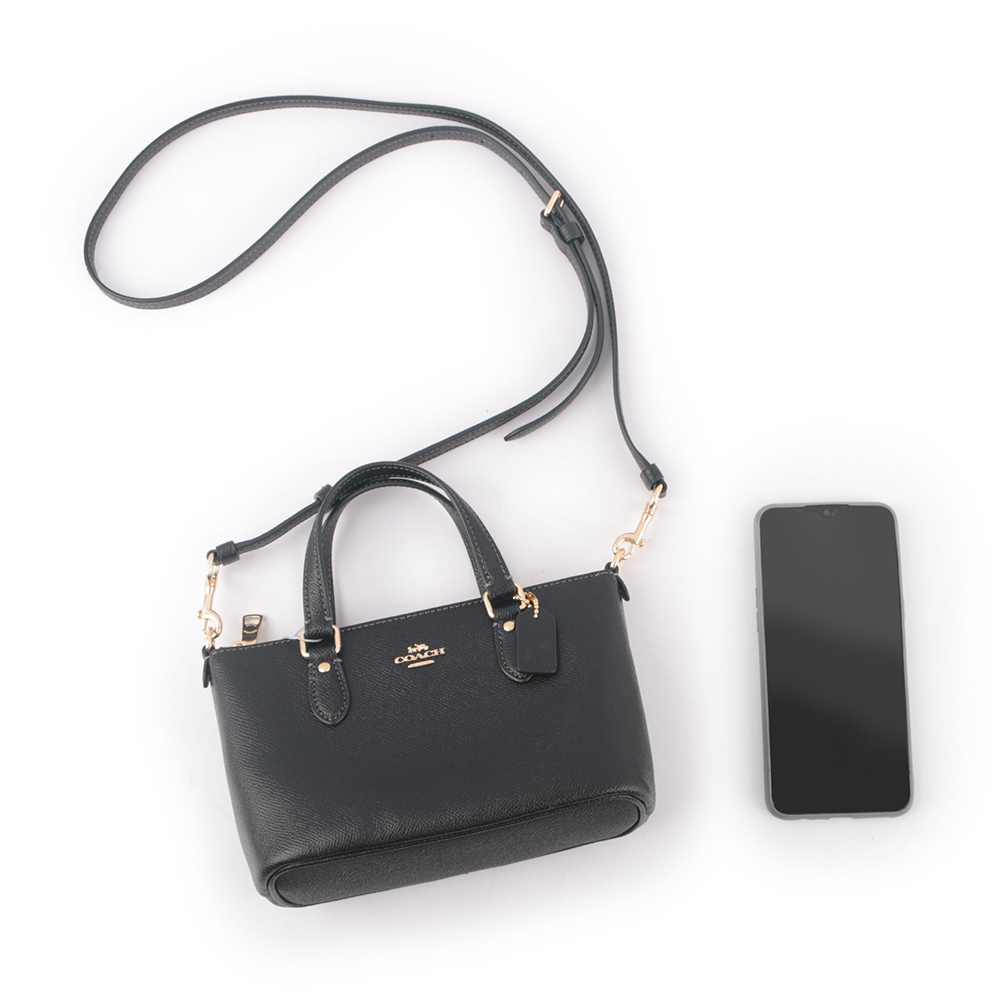 【COACH】Gallery 金字馬車防刮皮革迷你二用包(黑色)