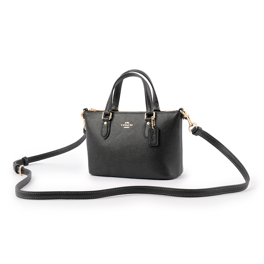 【COACH】Gallery 金字馬車防刮皮革迷你二用包(黑色)