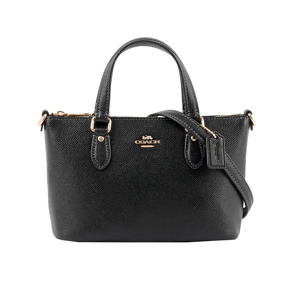 【COACH】Gallery 金字馬車防刮皮革迷你二用包(黑色)