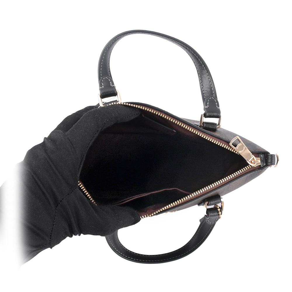 【COACH】Gallery 金字馬車塗層帆布迷你二用包(巧克力色)