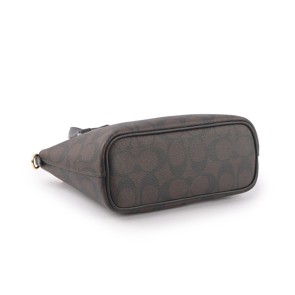 【COACH】Gallery 金字馬車塗層帆布迷你二用包(巧克力色)