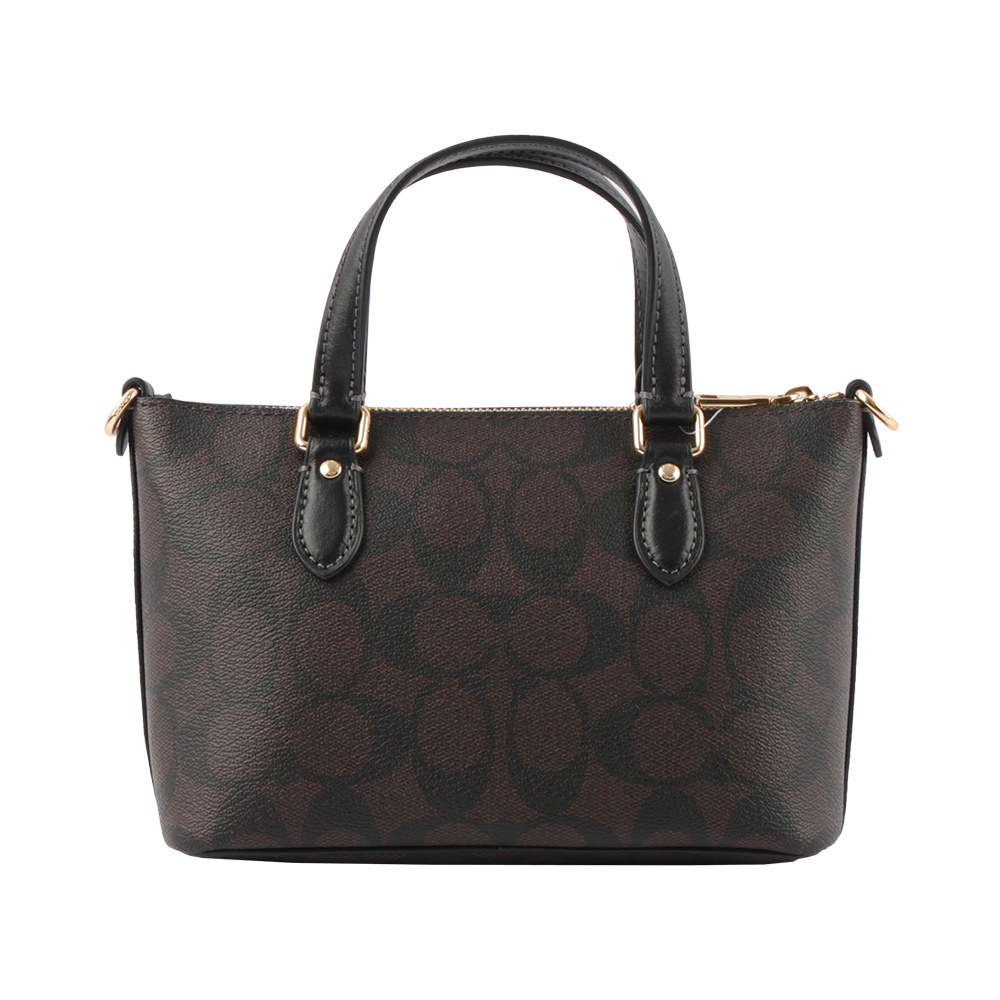 【COACH】Gallery 金字馬車塗層帆布迷你二用包(巧克力色)