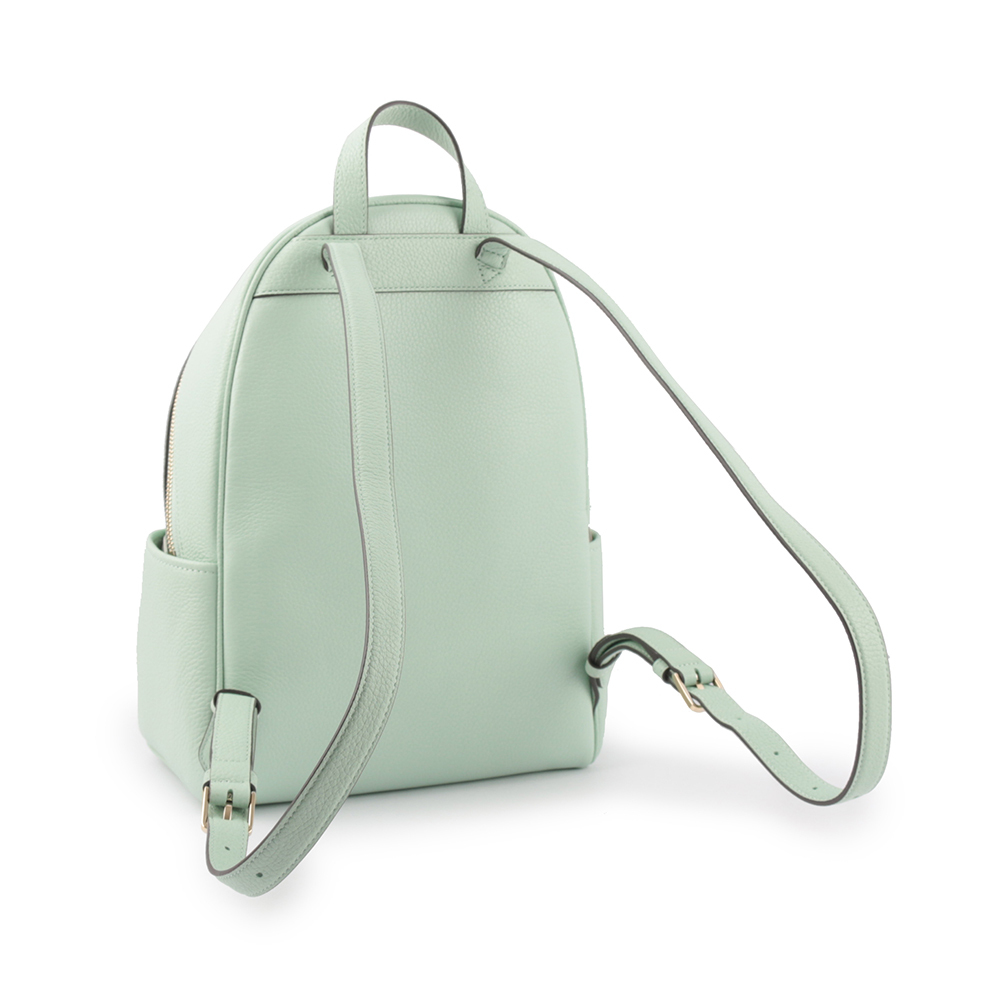 【Kate Spade】Leila 荔枝皮革拉鍊口袋後背包(海水綠)