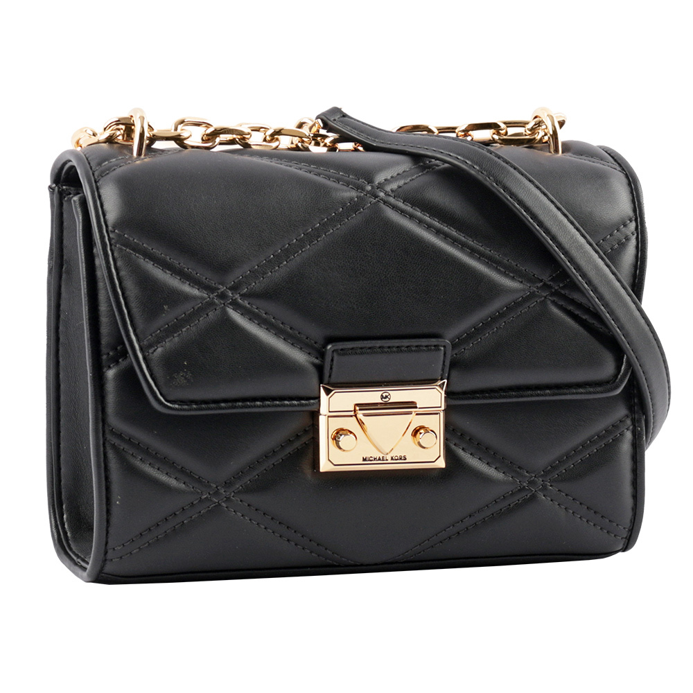 【Michael Kors】Serena 縫線菱格紋肩背/斜背鍊包(中款)