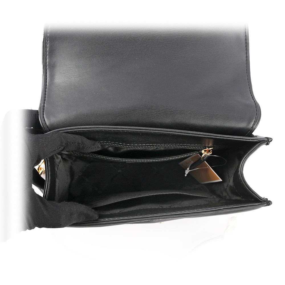 【Michael Kors】Serena 縫線菱格紋肩背/斜背鍊包(中款)(黑色)