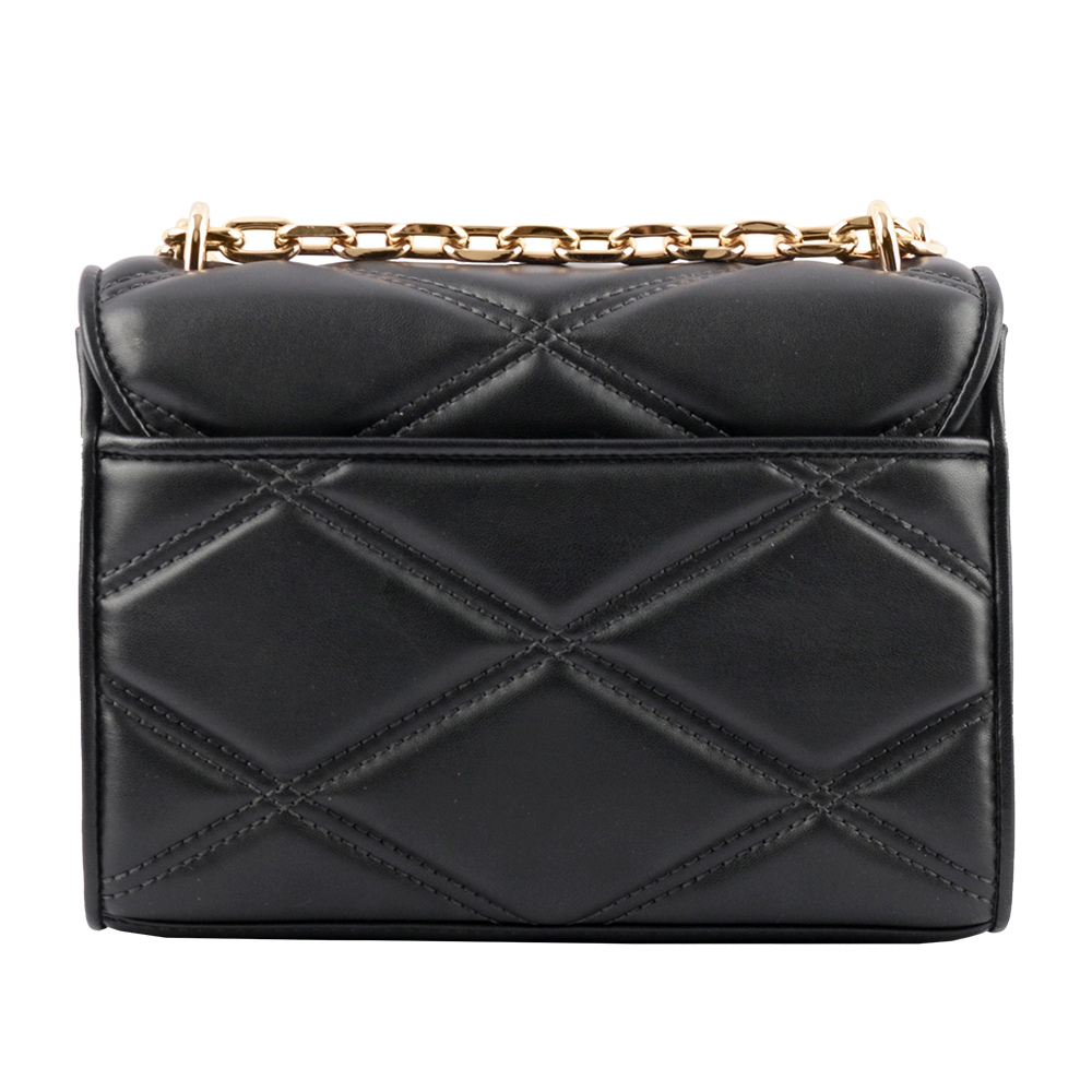 【Michael Kors】Serena 縫線菱格紋肩背/斜背鍊包(中款)(黑色)