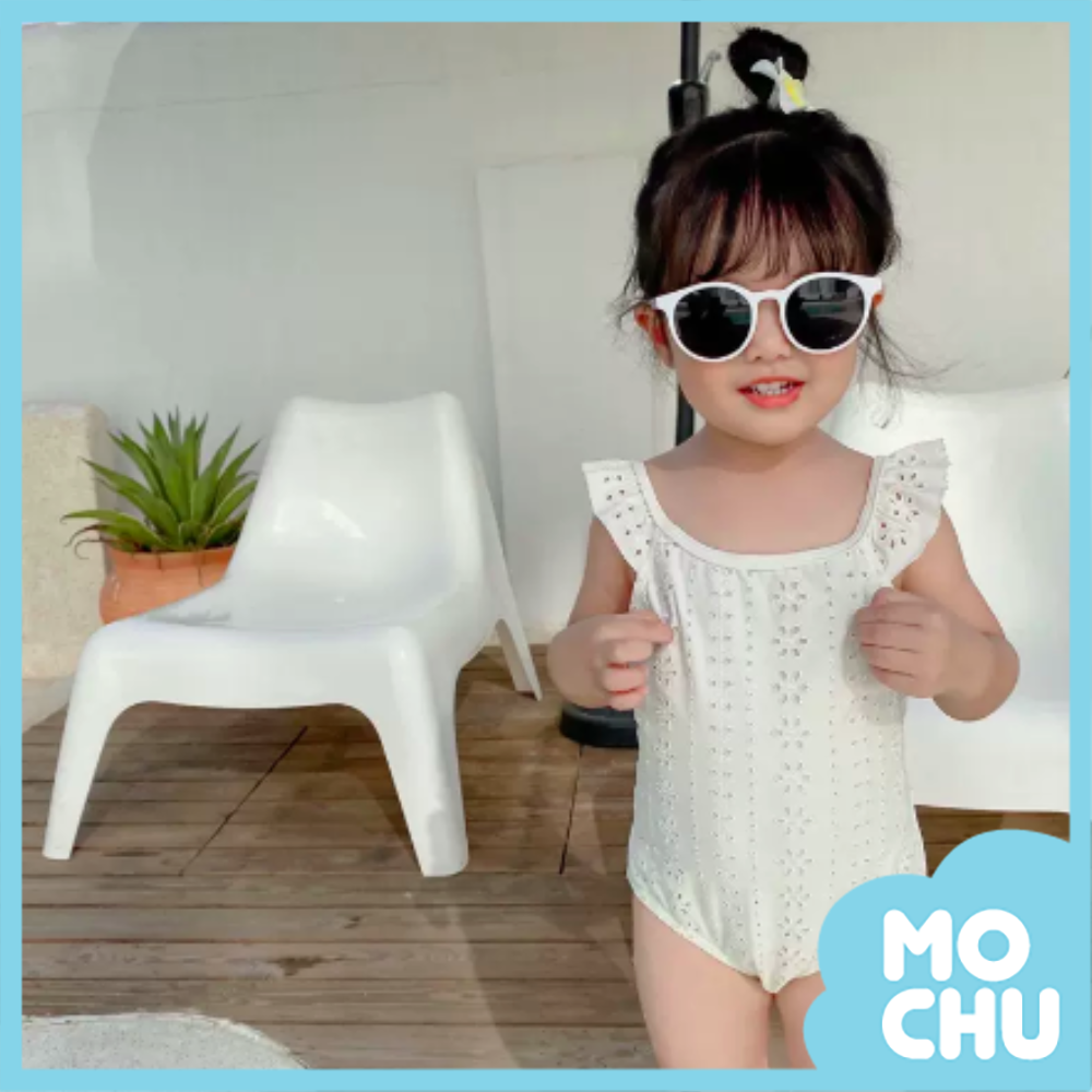 繡花小飛袖連身泳裝