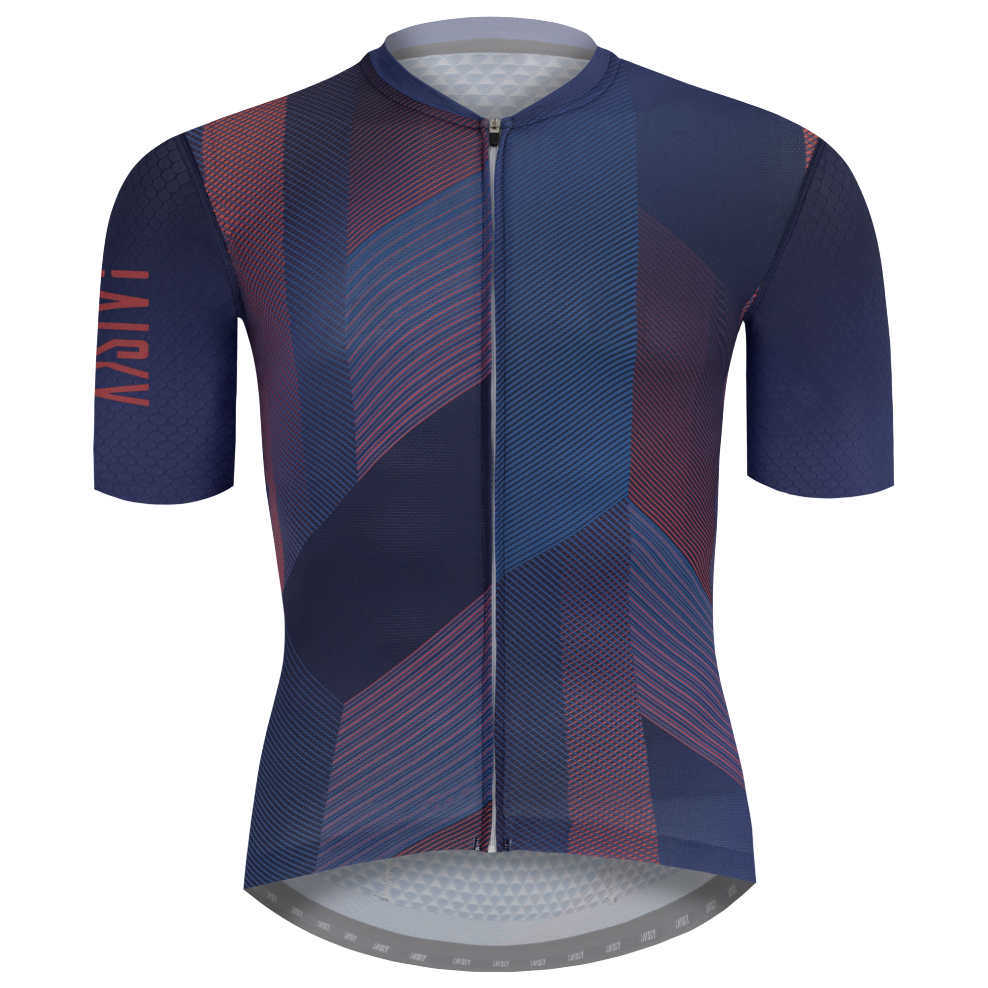 男款空力短車衣 交錯 藍