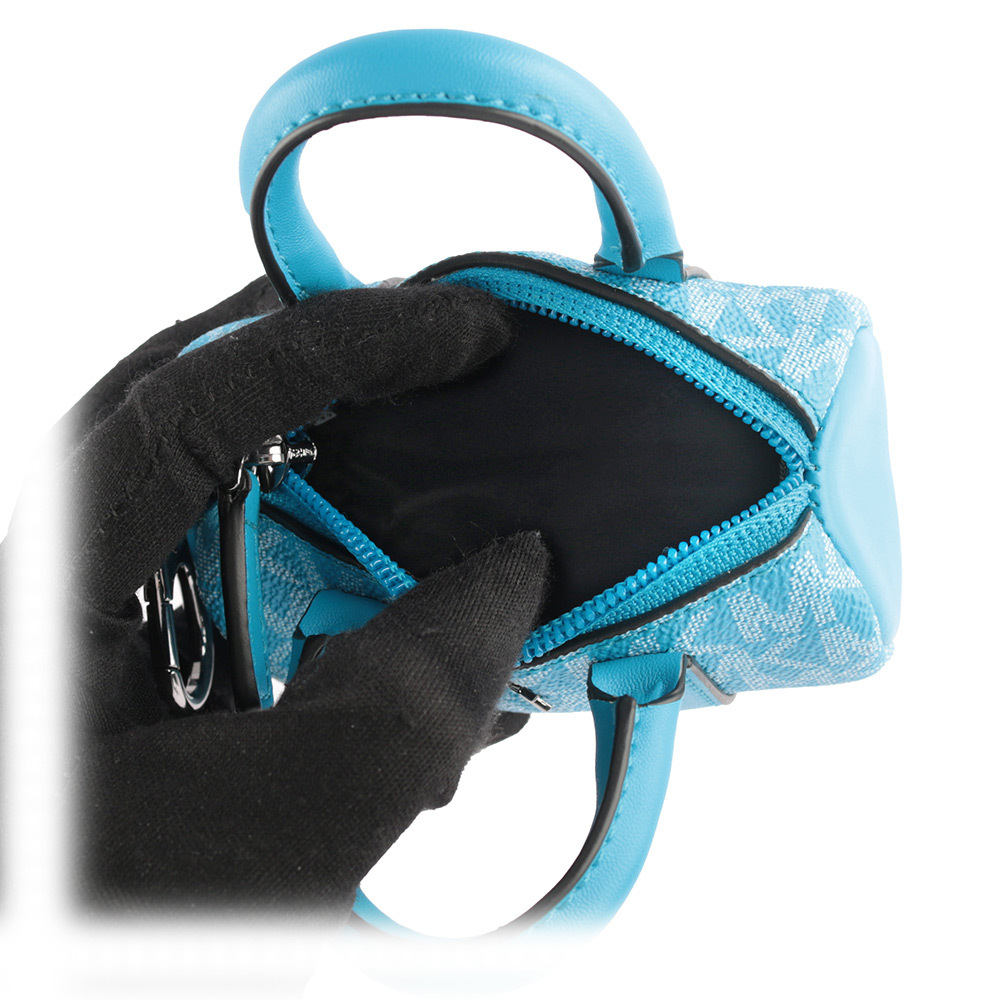 【MICHAEL KORS】塗層帆布波士頓包造型吊飾/鑰匙圈(天藍色)