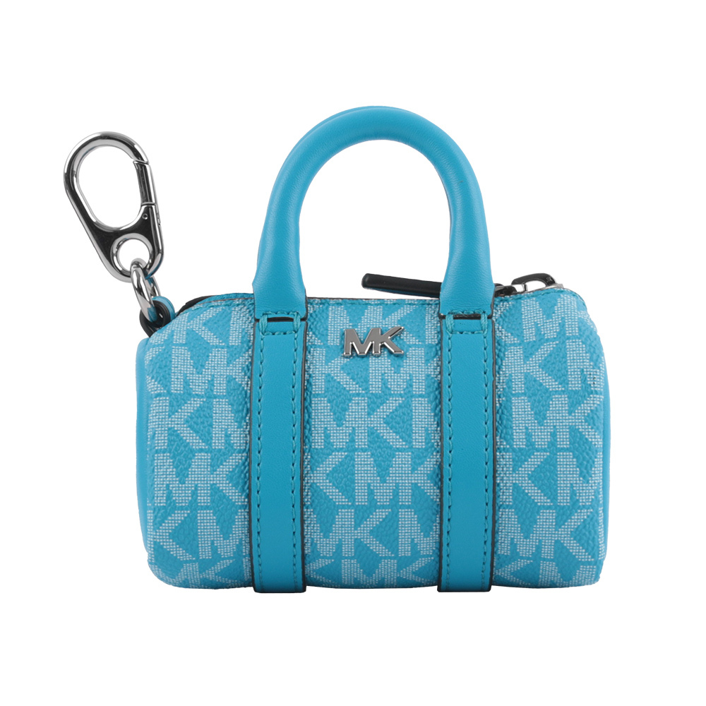 【MICHAEL KORS】塗層帆布波士頓包造型吊飾/鑰匙圈(天藍色)