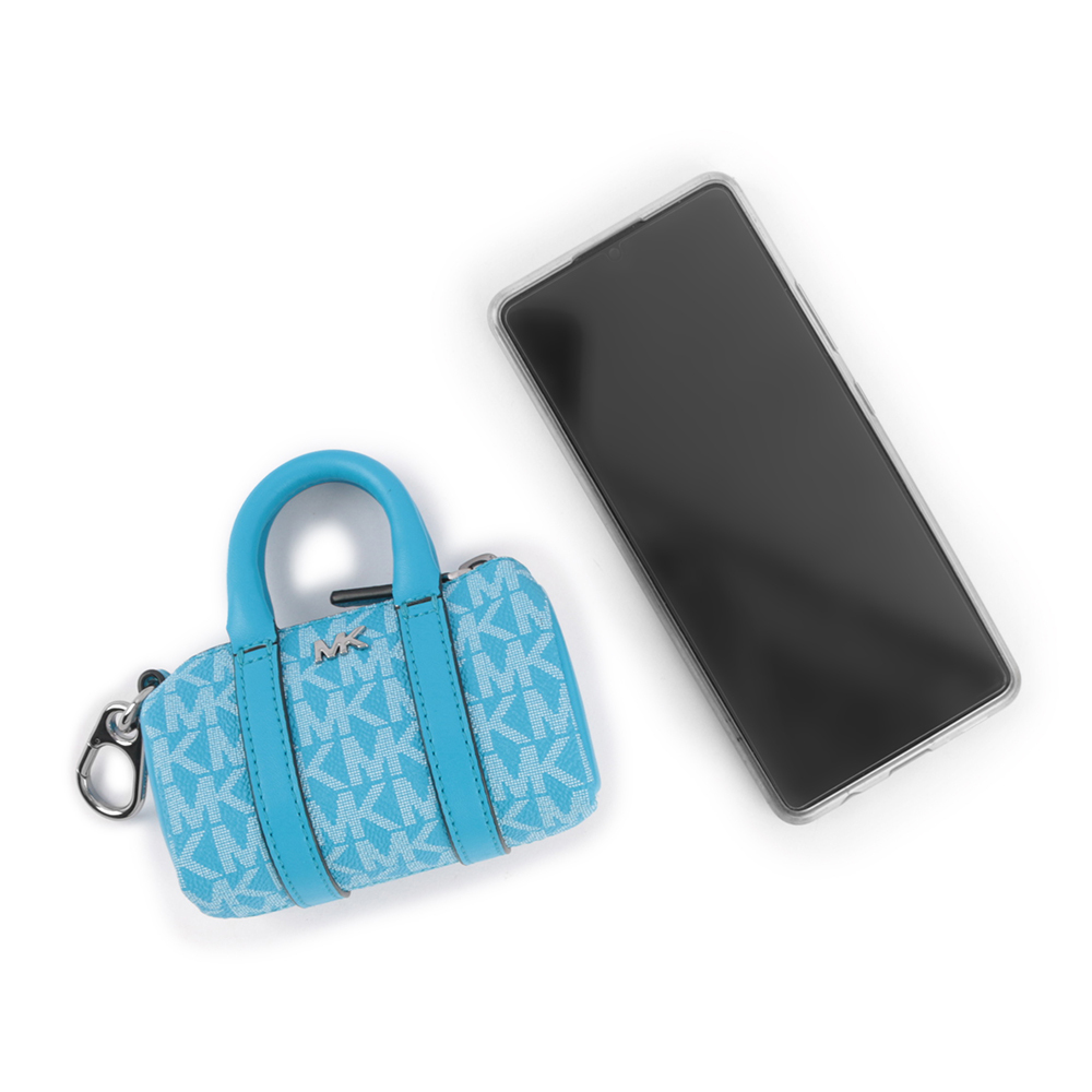【MICHAEL KORS】塗層帆布波士頓包造型吊飾/鑰匙圈(天藍色)