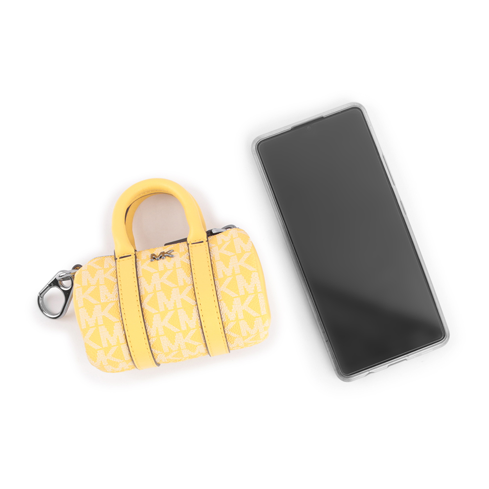 【MICHAEL KORS】塗層帆布波士頓包造型吊飾/鑰匙圈(水仙花黃)