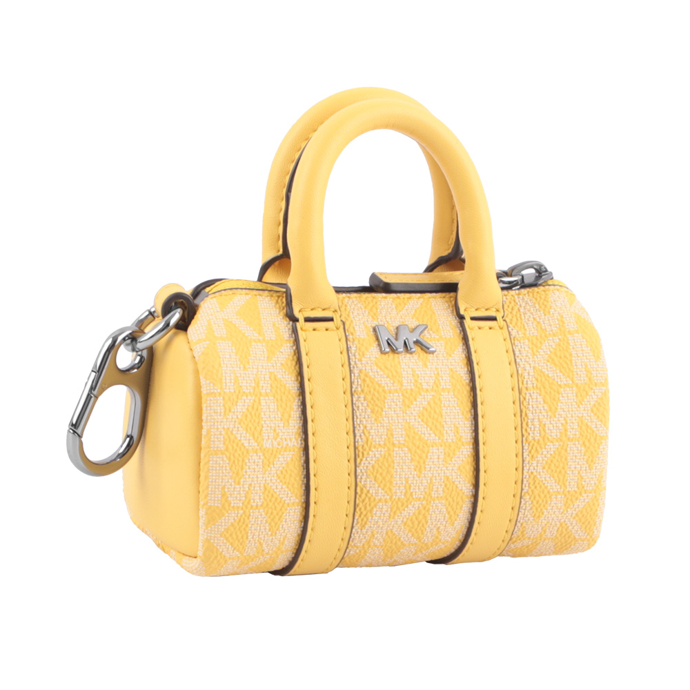 【MICHAEL KORS】塗層帆布波士頓包造型吊飾/鑰匙圈(水仙花黃)