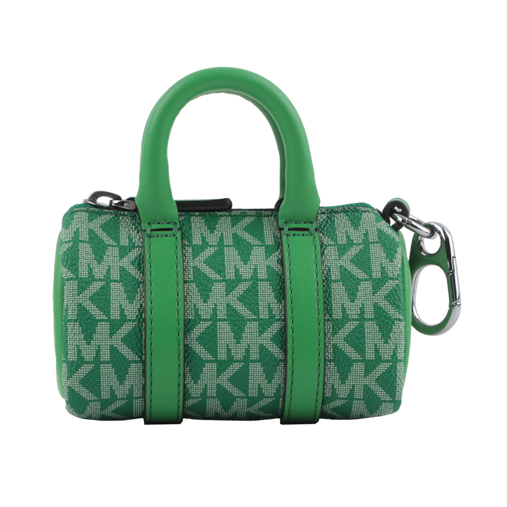 【MICHAEL KORS】塗層帆布波士頓包造型吊飾/鑰匙圈(棕梠綠)