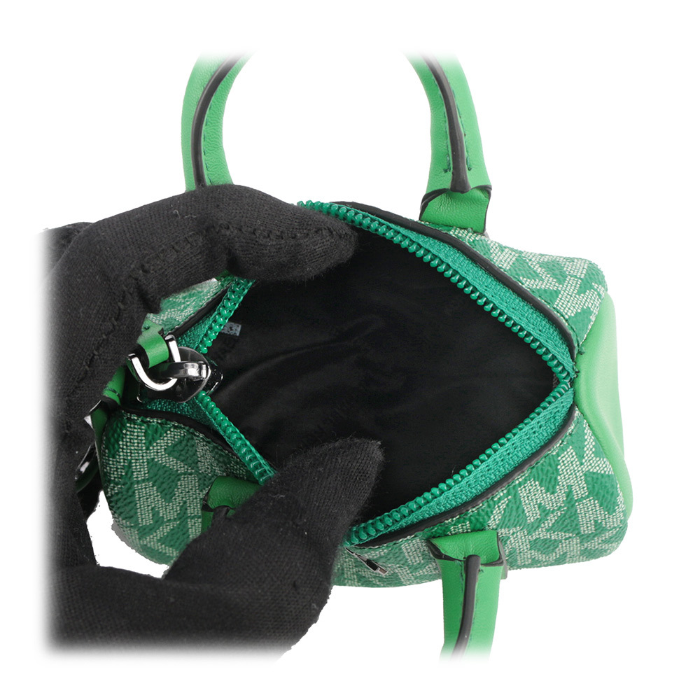 【MICHAEL KORS】塗層帆布波士頓包造型吊飾/鑰匙圈(棕梠綠)