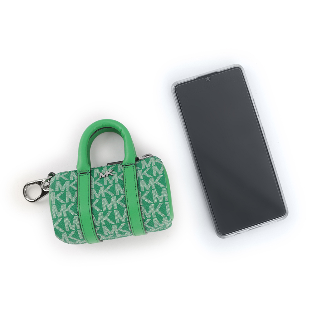 【MICHAEL KORS】塗層帆布波士頓包造型吊飾/鑰匙圈(棕梠綠)