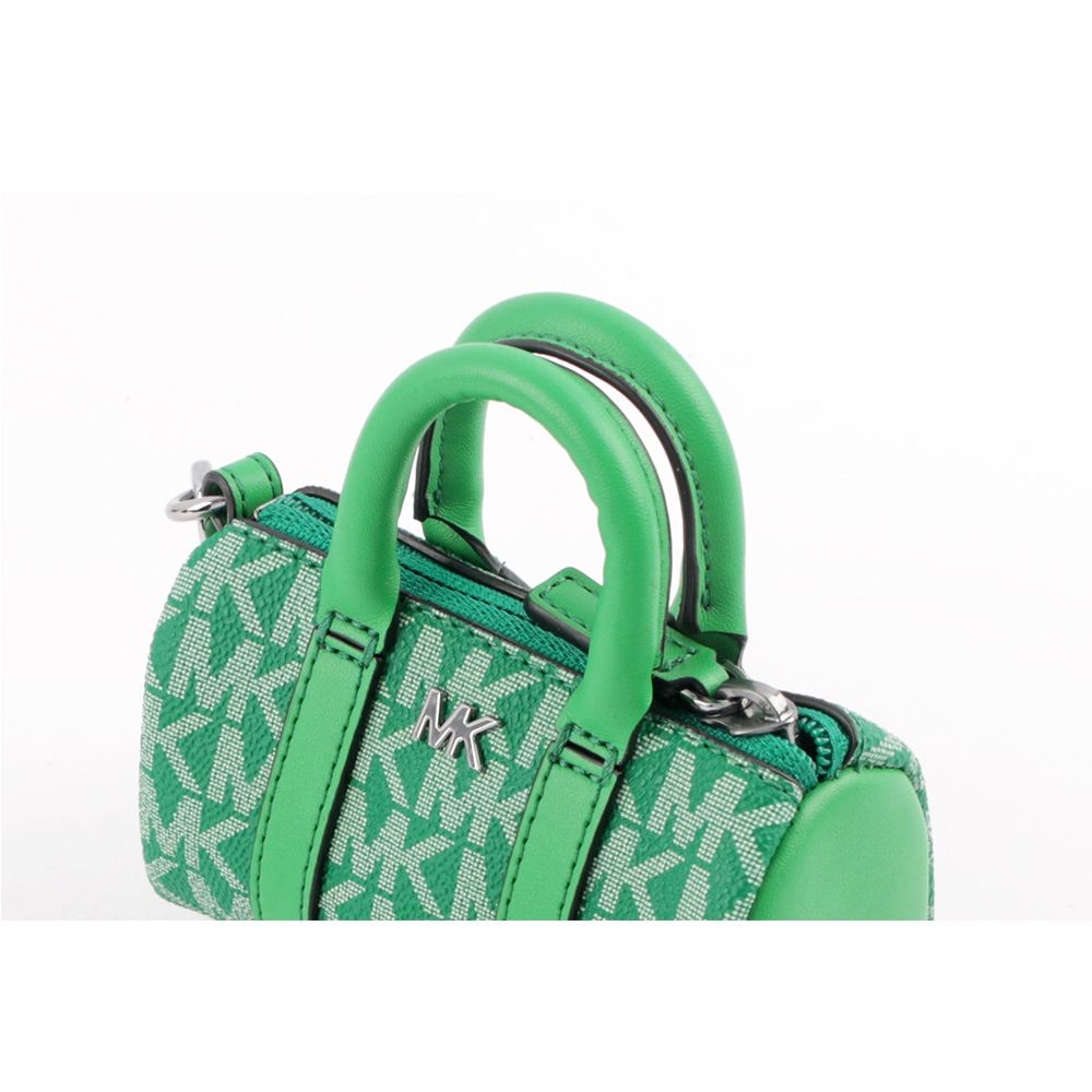 【MICHAEL KORS】塗層帆布波士頓包造型吊飾/鑰匙圈(棕梠綠)