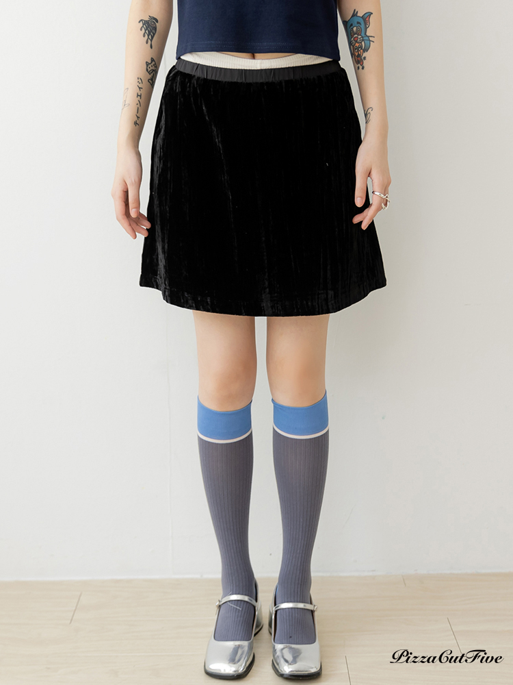 [SALE]絲絨鬆緊A字短裙 ThePeacePiece TPP232491001