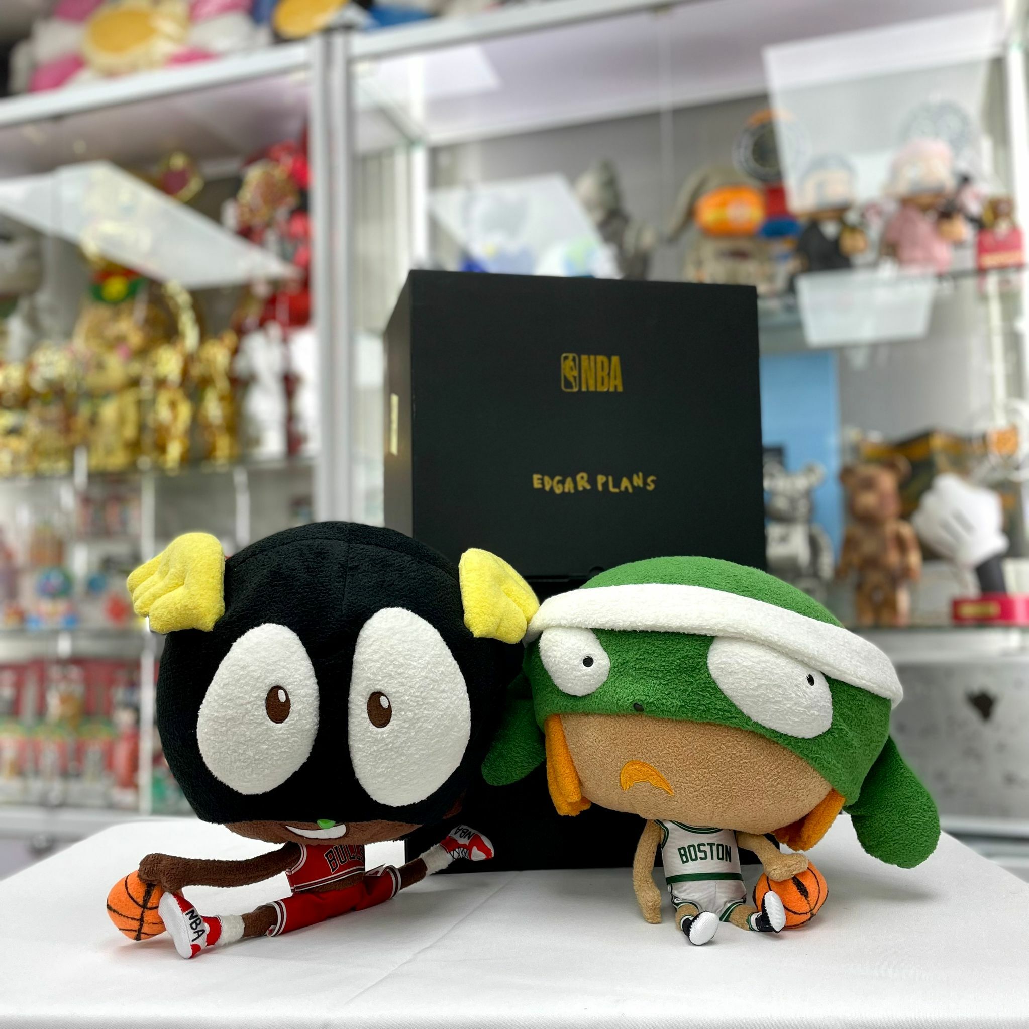 (SET B)Set of 2 Edgar Plans x NBA 75th Bulls & Boston Plush Doll (Limited Edition)