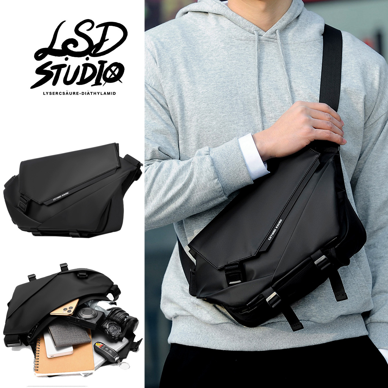 城市機能斜型剪裁設計磁吸單肩包【BGSG001】