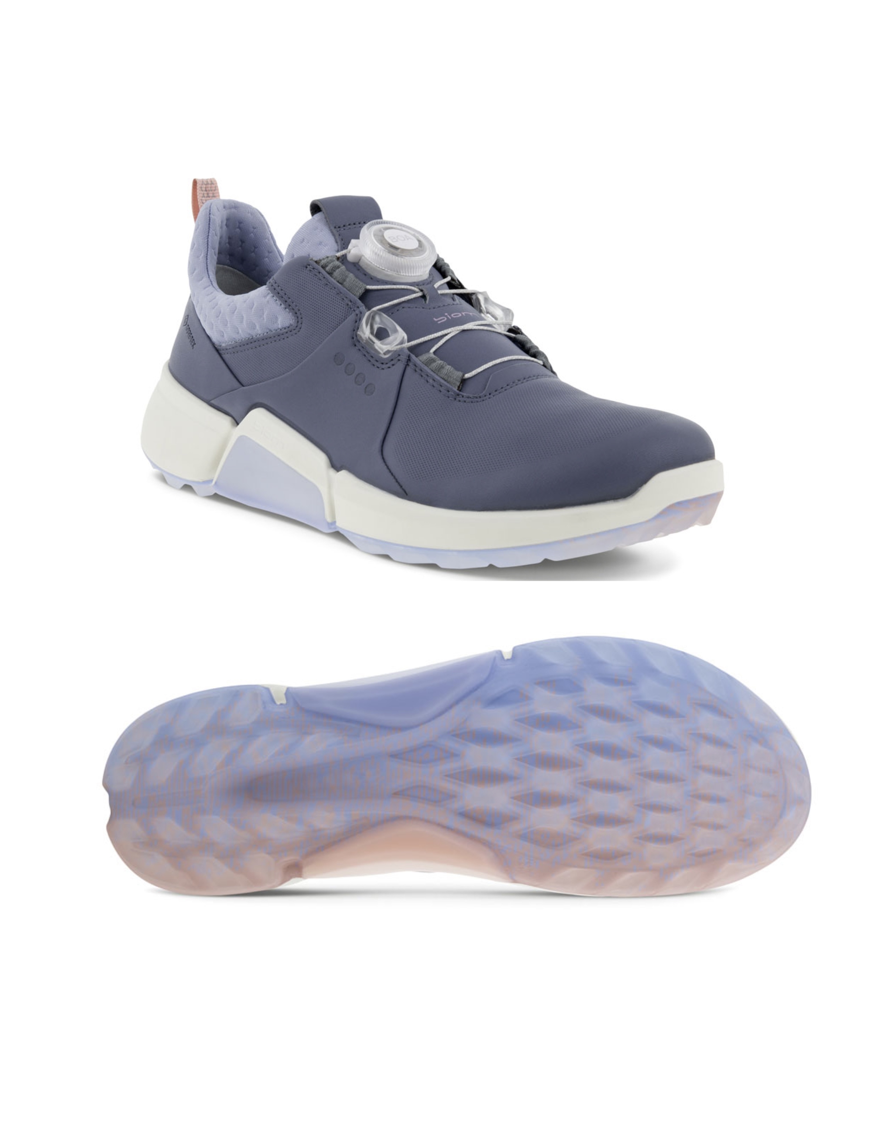 女款 4M/ECCO正品/LPGA高寶錦代言同款/ECCO BIOM H4 BOA GORE-TEX LADIES GOLF SHOE MISTY/EVENTIDE/防水軟釘高爾夫球鞋