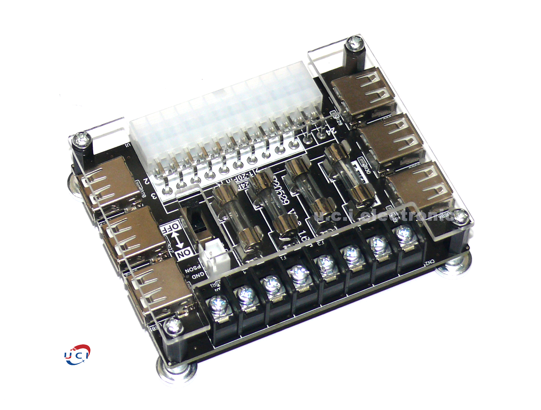 【UCI電子】(K-3)桌上型電腦主機殼電源ATX轉接板取電板引出模組供電輸出接線柱USB充電板