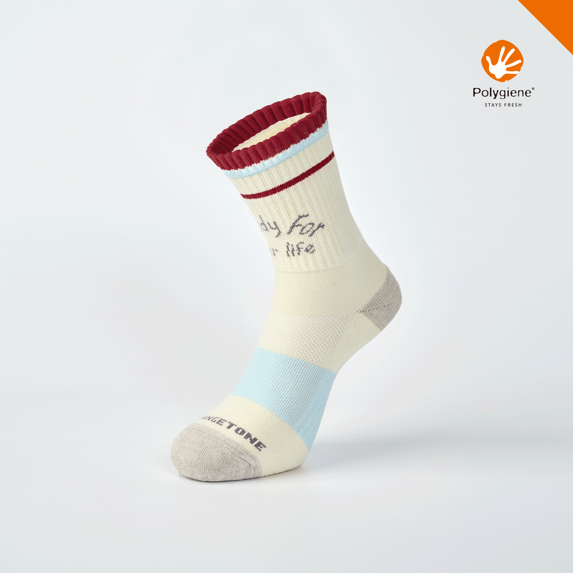 奧利奧抗菌運動中筒襪〈米色〉