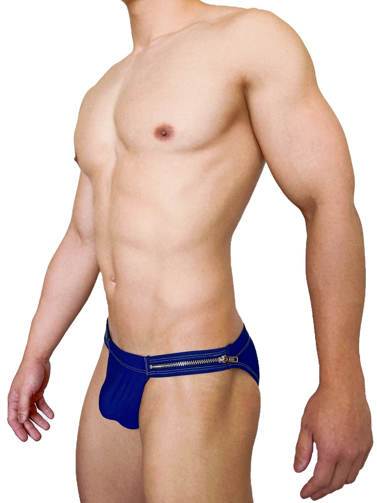 Zipper Premium 側開拉鍊 迷你三角內褲 半透軍藍