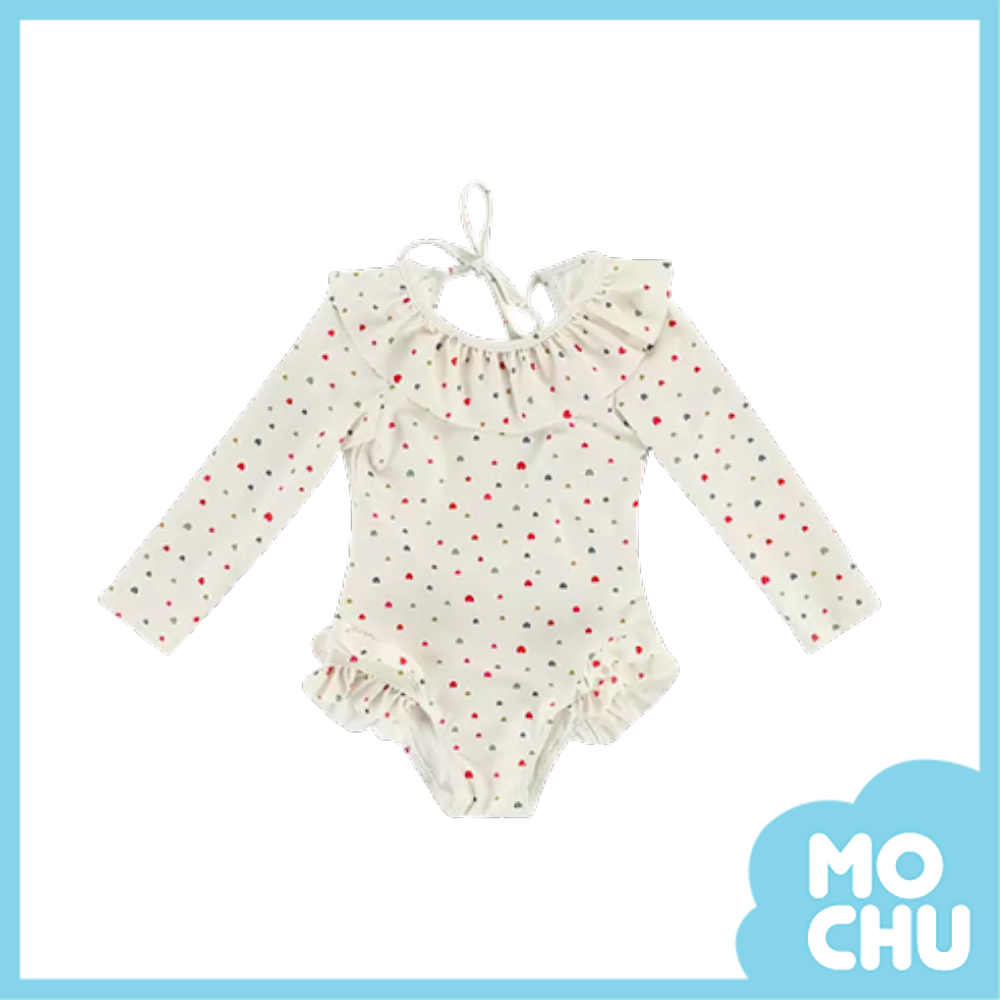 彩色點點長袖連身泳裝