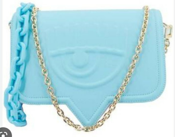 [S] CHIARA FERRAGNI 74SB4BA3 ZS517201 EYELIKE CROSSBODY BAG,LIGHT BLUE WITH GOLD CHAIN, 8052672354051 (SCF210)